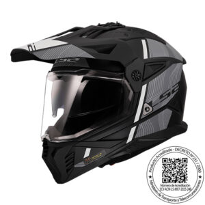 CASCO LS2 MX702 PIONEER II HILL NEGRO BLANCO M